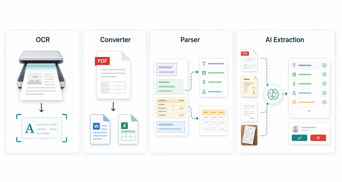 PDF parser vs OCR vs PDF converter