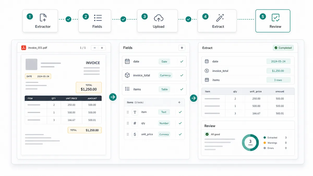parse recurring PDFs with Vellparser